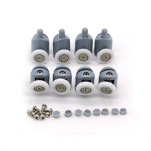 Brused?rruller S?t med 8 enkeltbruserd?rl?bereWheelsPulleysguides 23 mm diameter hjemme badev?relse DIY udskiftningsdele (4 ?vre ruller og 4 bund