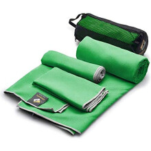 OlimpiaFit sneldrogende handdoek - 3 maten lichtgewicht microvezel reishanddoeken met tas - sneldrogende handdoekenset voor kamperen, strand, sportsc