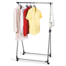 Tatkraft Halland Collapsible Clothes Rail, Foldable Clothes Rack on Wheels with Stoppers, Sturdy and Stable, Easy to Assemble, Compact Storage,