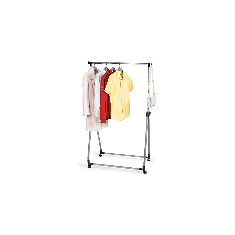 Tatkraft Halland Collapsible Clothes Rail, Foldable Clothes Rack on Wheels with Stoppers, Sturdy and Stable, Easy to Assemble, Compact Storage,