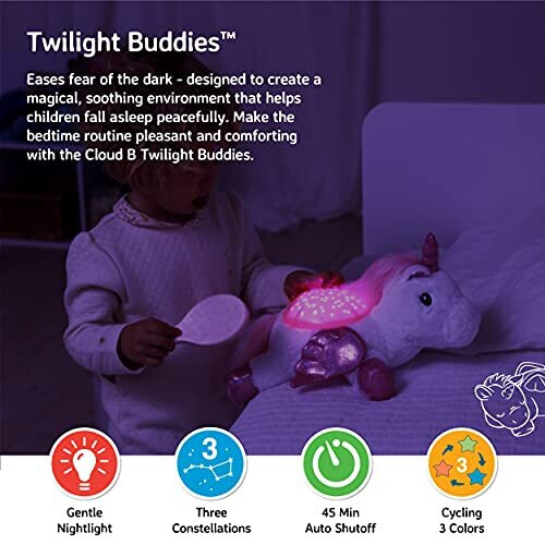 Cloud b Twilight Buddies Unicorn Night Light - CLOUD B - Pink - Projects a Starry Sky - From Birth 1