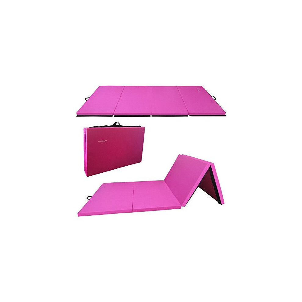 BalanceFrom BFGR-01PK All-Purpose Extra Thick High Density Anti-Tear Gymnastics Folding Exercise Aerobics Mats, 4' x 10' x 2", Pink, One Size
