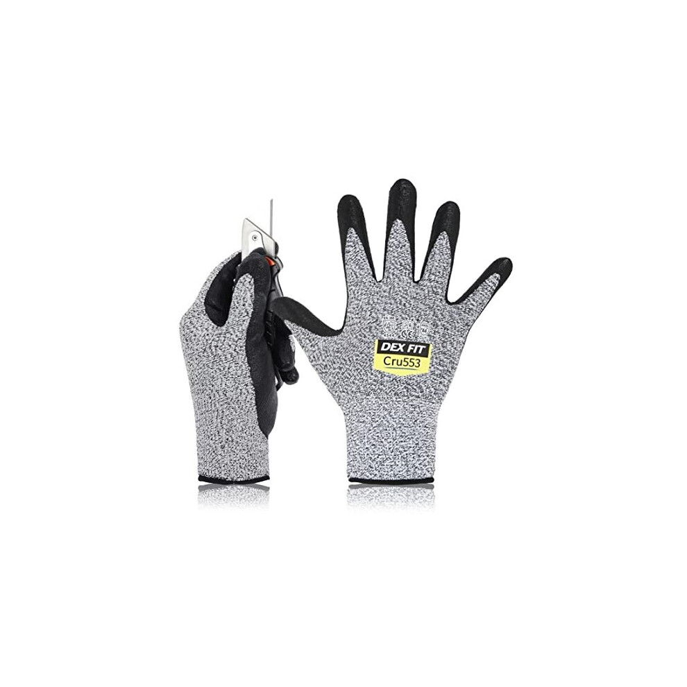 Dex Fit Level 5 Cut Resistant Gloves Cru553 3D-Comfort Fit Firm Grip Thin & Lightweight Touch-Screen Compatible Durable Breathable & Cool 191876000017