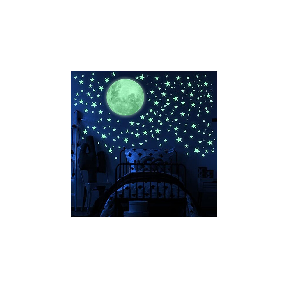 Glow In The Stars And Moon For Ceiling, Luminous Stars And Moon Wall Decal, For Child's Rooms Wall Decor,Sticky Fluorescence Stars,Gift Dark Liderstar