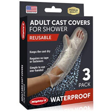 Mighty-X 100% Waterproof Arm Cast Cover - Watertight Seal - Reusable Adult Arm, Hand & Elbow Cast Protectors - 3Pk - Half Arm Cast Cover for Shower