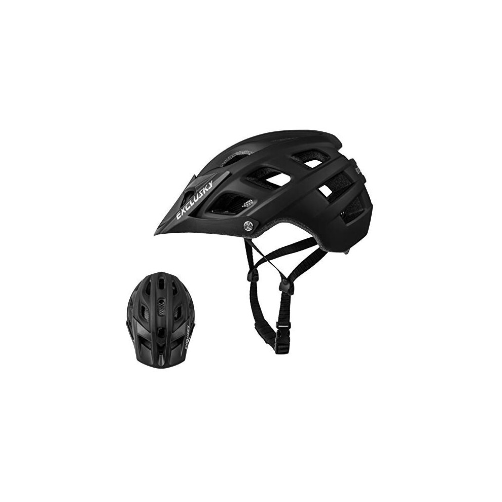 Exclusky Mountain Bike Helmet, MTB Helmet Adult Lightweight Breathable Mens Bike Helmet Cycling Road Bicycle Cycle Helmet 56-61cm (Black)