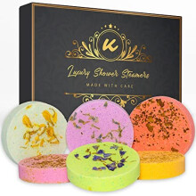 Katty Loy - Luxury Shower Steamers Bath Bombs Fizzier Set - Natural Home Spa Strawberry Mints Rose Lavender Scents - Gift for Men Him Her Girl Dad