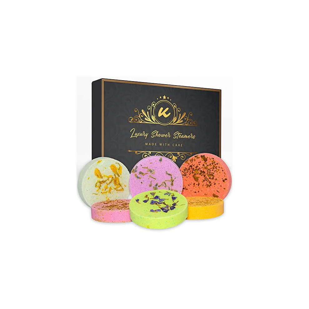 Katty Loy - Luxury Shower Steamers Bath Bombs Fizzier Set - Natural Home Spa Strawberry Mints Rose Lavender Scents - Gift for Men Him Her Girl Dad