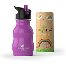 Kids Water Bottle - 350ml, Purple | Stainless Steel | Upgraded Leak Proof Lid With Straw & Handle for Children | Easy Sip Toddler Cup | Eco Friendly