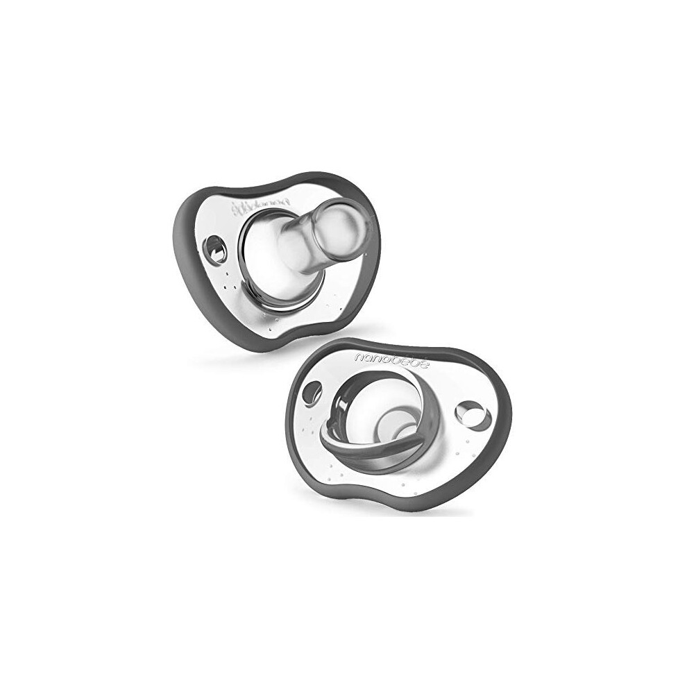 Nanobebe Baby Soothers 0-3 Month - Orthodontic, Curves Comfortably With Face Contour, Award Winning For Breastfeeding Babies, 100% Silicone - Bpa