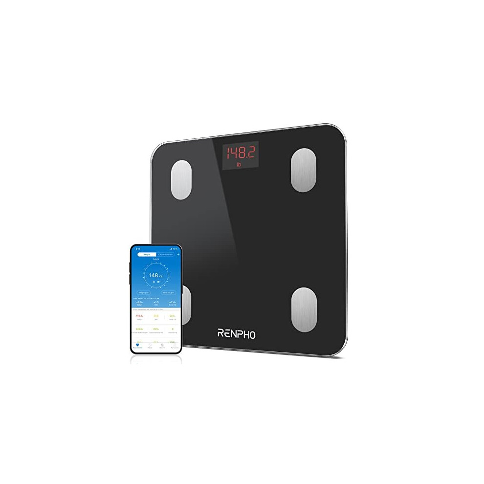 Renpho Bluetooth Body Fat Scale, Digital Smart Bathroom Weight Scales For Body Composition Analyzer With Smartphone App, 13 Body Composition