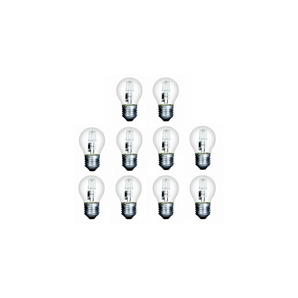 10 x Pack 42w = 60w 240v ES E27 Screw Cap Low Energy Quality Eco Clear Halogen Golfball Light Bulbs