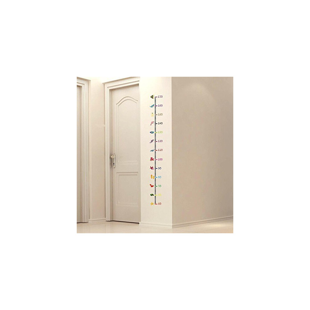 Height Chart With Underwater Animals Wall Stickers For Kids Decorative Removable Diy Vinyl Wall Decals With 50-170Cm Ruler Nursery, Ufengke