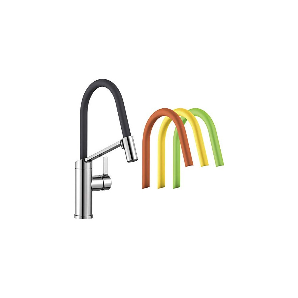 Blanco 524813 Viu-S Kitchen Sink tap with Pull-Out spout Viu-S-chrome-524813, Chrome/Lava Grey, 335