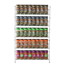 Vinsani 1 / 2 / 3 / 4 / 5 / 6 Tier Spice Herb Jar Rack Holder for Kitchen Door Cupboard Wall Storage Unit (Silver, 5 Tier)