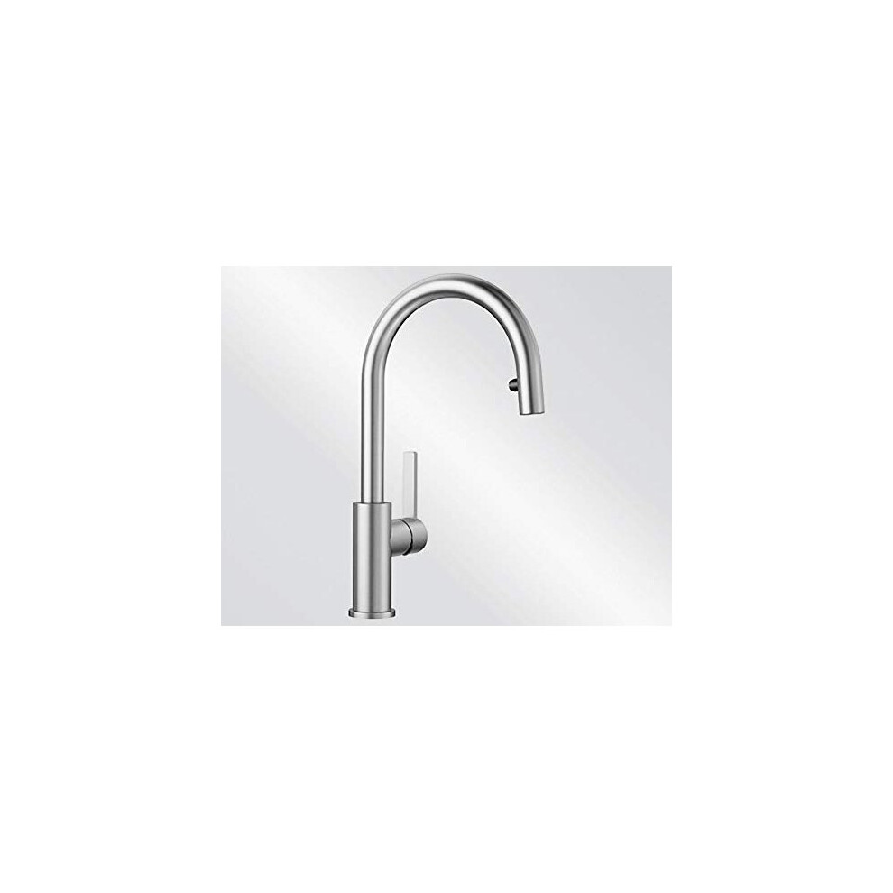 Blanco 523121 Candor-S, Single-lever Mixer Tap, Kitchen Mixer Tap With Pull-out Spray Hose, Solid Brushed Stainless Steel, High Pressure