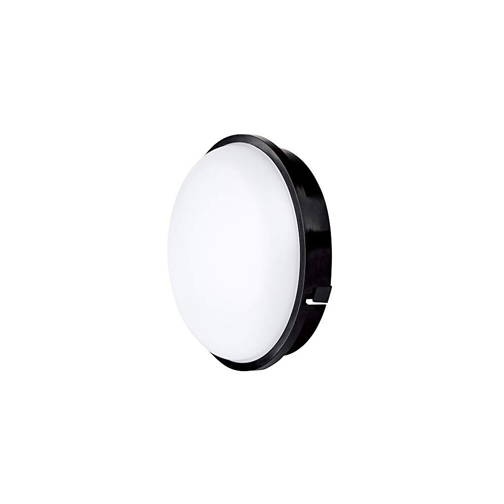 20W Black Round LED Bulkhead Light, IP65, 1600Lm, 3000K Warm White, Perfect for Indoor, Outdoor, Bathroom, Hallway, Corridor, Utility, Garden, Garage