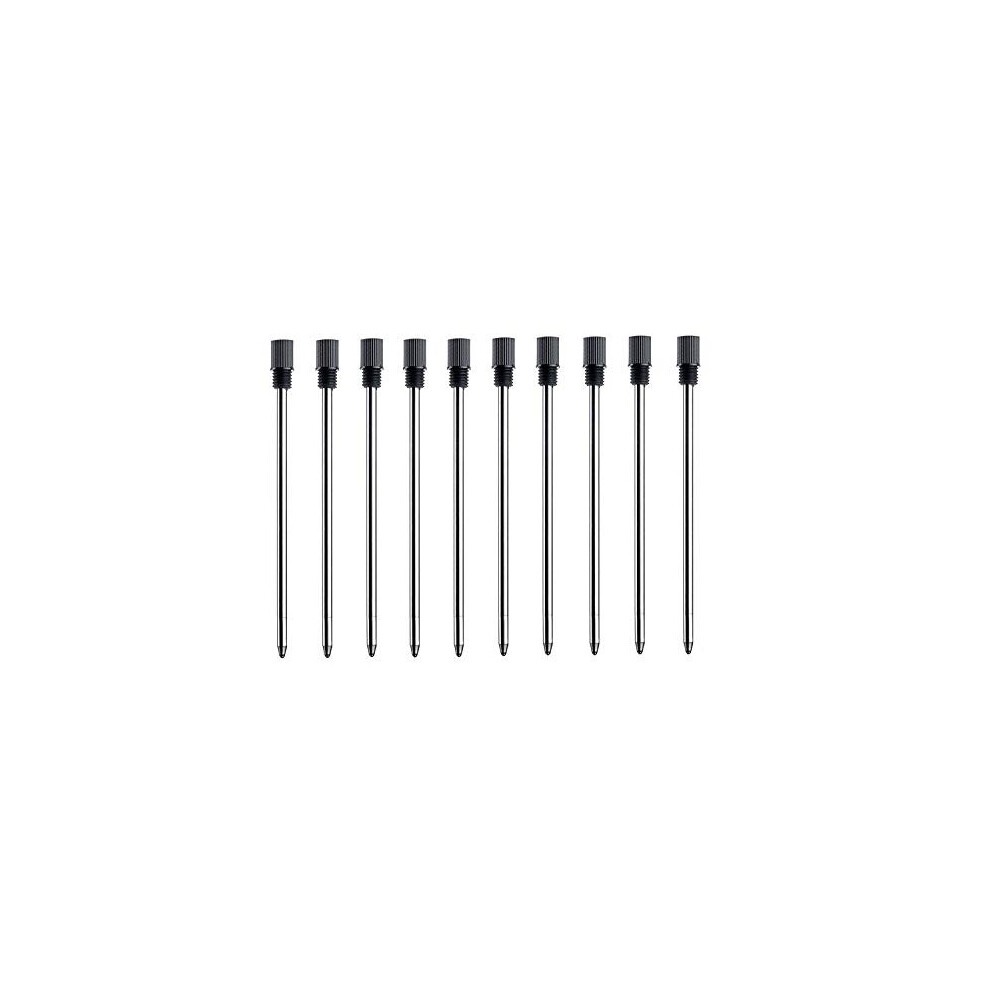 MengRan 2.75'' Ballpoint Pen Refills,Standard D1 Ballpoint Pen Refill (Remove Black Hat),Black Ink,(Pack of 10)