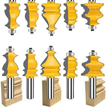 MAYLNE 1/2-Inch Shank Router Bit Set Architectural Molding 5 PCS, Corner Rounding Edge-Forming Roundover Beading Router Bit Set, Woodworking Milling