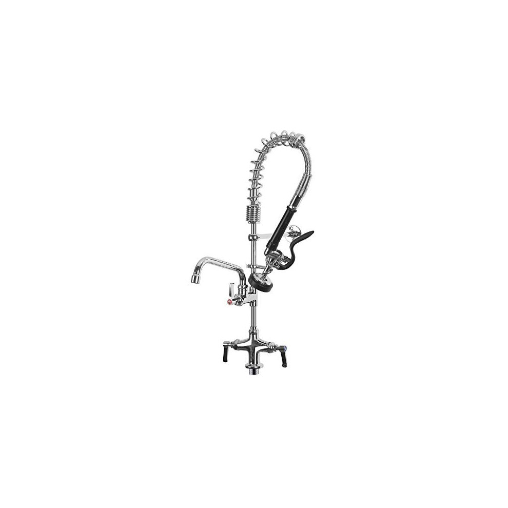 Commercial Kitchen Pre-Rinse Spray Tap POUGEO Pedestal Mini High Pressure Spring Sink Deck Mixer Faucet Chrome Plated,27 inch Arm Taps