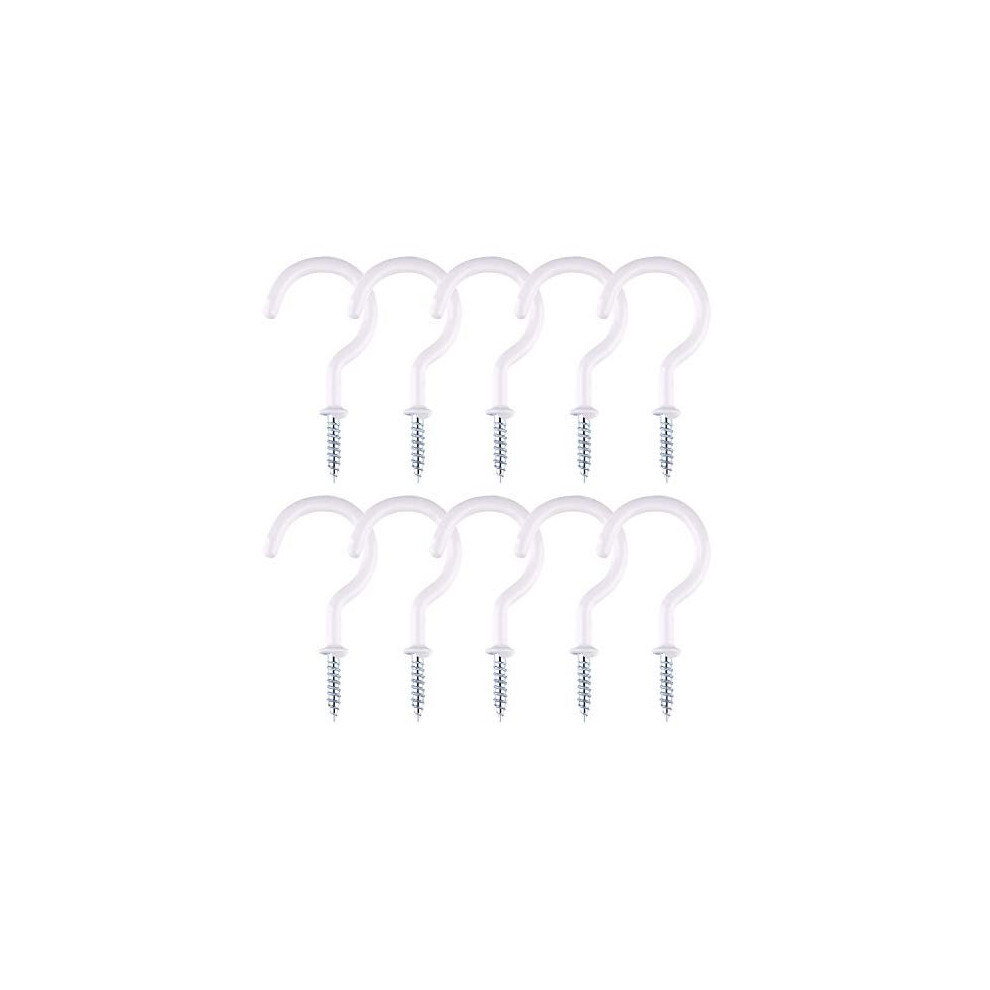 TUPARKA 10 Pcs Ceiling Hooks Heavy Duty Plant Hooks Screw Hook for Bathroom Kitchen Garden Ceiling Hanging,2 Inches,White