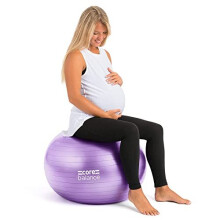 Core Balance Pregnancy Ball 65cm Anti Burst For Birthing Labour Pre Natal Exercise With Air Pump (Purple)