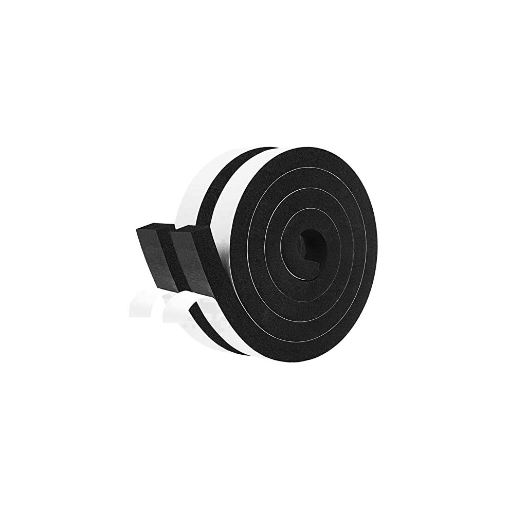 fowong Thick High Density Foam Tape 25mm(W) x 20mm(T) Weather Stripping Window Door Draught Excluder Car Wall Foam Protector Tape 2 Rolls of 2M Long