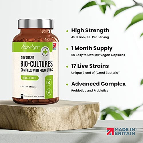 Bio Cultures Complex Probiotic & Prebiotic - 45 Billion CFU, 17 Strains, Vegan Time-Release Capsules 1