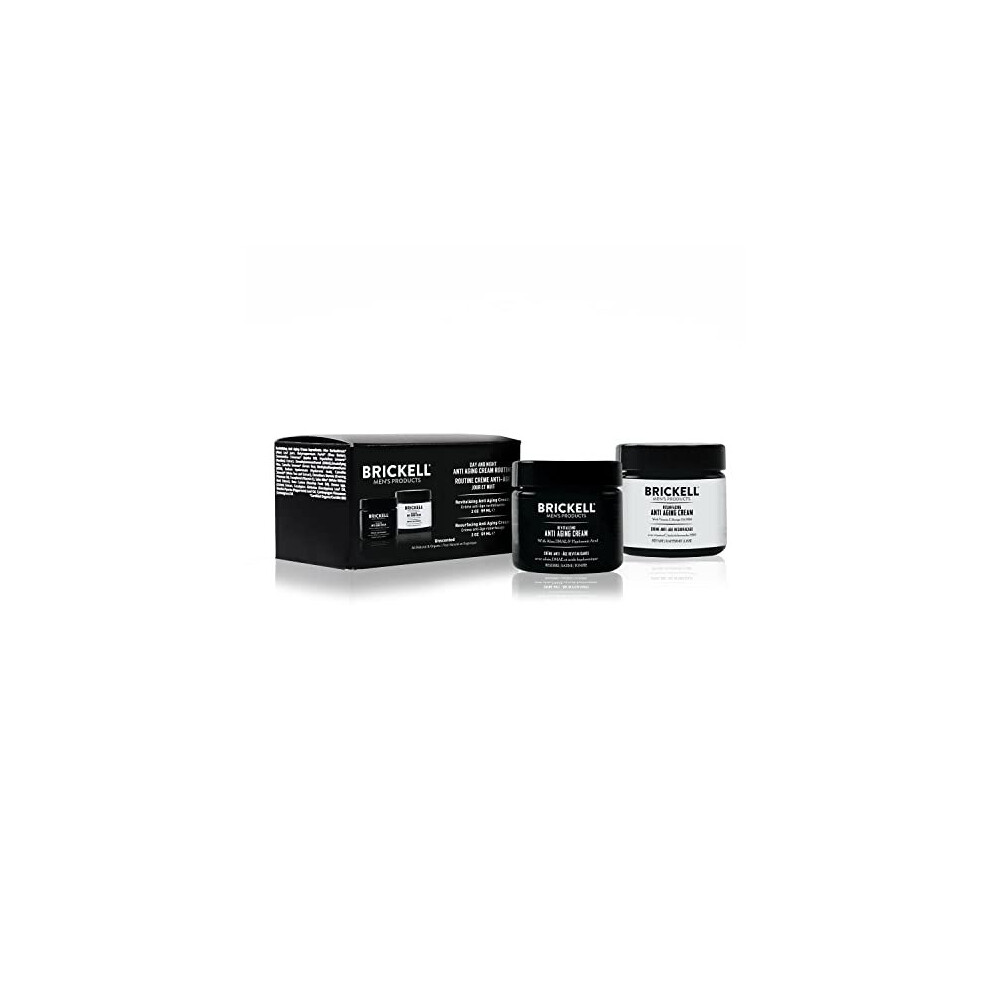 Brickell Men's Day and Night Anti Aging Cream Routine, Natural and Organic, Scented