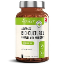 Bio Cultures Complex Pre and Probiotics - 45 Billion CFU Vegan Time Release Capsules - 17 Live Bacteria Strains – High Strength Advanced Probiotic