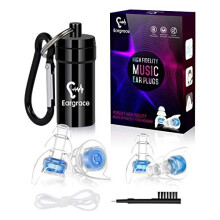 Eargrace High Fidelity Concert Ear Plugs, 2 Pairs, 23dB Noise Reduction, Reusable Silicone, Aluminum Carry Case for Musicians & DJs