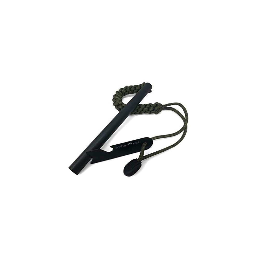 Ember Rock 2XL Firesteel Fire Starter - Huge Survival Ferrocerium Rod 152mm x 12.7mm - Paracord Lanyard with Multi Tool Scraper
