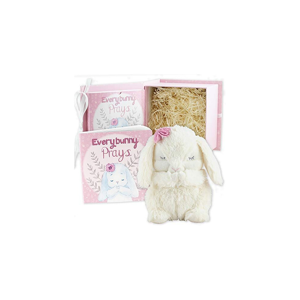 Tickle & Main, Everybunny Prays- Baby and Toddler Gift Set with Praying Musical Bunny and Prayer Book in Keepsake Box for Girls - Pink