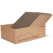 FUKUMARU Cat Scratching Board with Box, 43.4x29cm 5 PCS Reversible Cat Scratch Pad, Corrugated Scratch Bed for Indoor Kitty, 5 in 1 Replacement