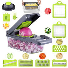 DUMAO 12 in 1 Vegetable Chopper, Multifunctional Mandoline Slicer Dicer Household Kitchen Manual Julienne Grater Cutter for Onion, Garlic, Carrot,