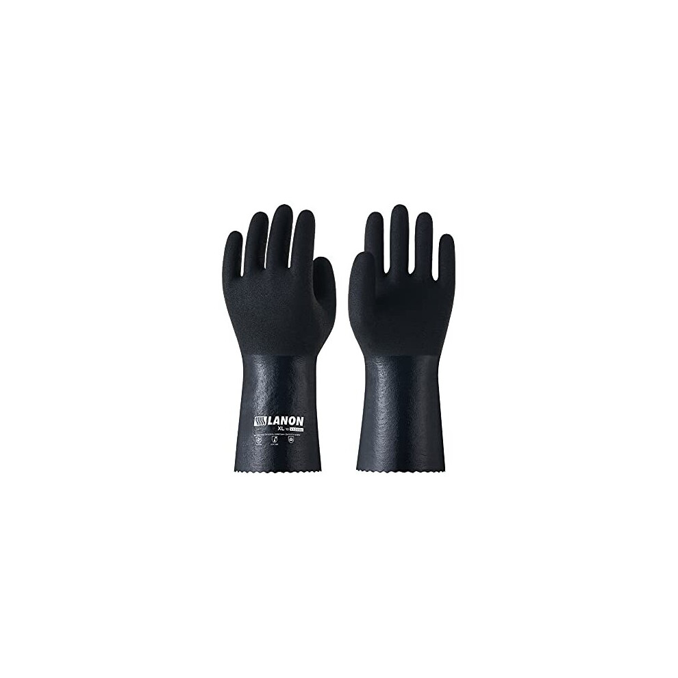 Lanon Nitrile Chemical Resistant Gloves, Reusable Heavy Duty Safety Work Gloves With Microfoam Textured Palm, Acid, Alkali And Oil Protection, Large 850003937830