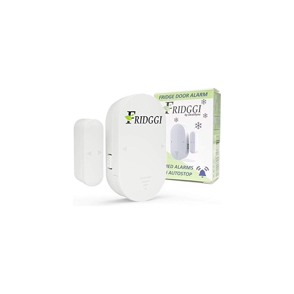 FRIDGGI - Freezer Door Alarm When Left Open, Fridge Door Alert with Delay, 60sec, 120sec, 180sec Reminders (White)