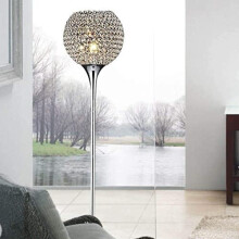 WANGIRL Led Floor Lamps for Living Room Modern Chrome Finish Silver Crystal Floor Lamp with E27 Bulb Base and Foot Switch Floor Standing Reading Lamps