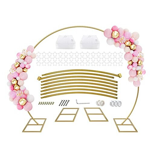 PILIN Huge Gold Metal Round Balloon Arch Kit Removable Easy to Carry