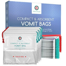 Medi Grade Absorbent Sick Bags for Car Travel, Boat or Plane - Pack of 22 Leakproof Travel Sickness Vomit Bags with Zero Odour – Sealable Travel