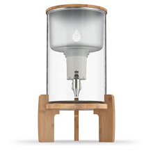 pH Recharge Glass Alkaline Countertop Water Filter Dispenser - 2.25 Gallons Water Jug Dispenser - Removes Fluoride Chlorine & Impurities - Improves