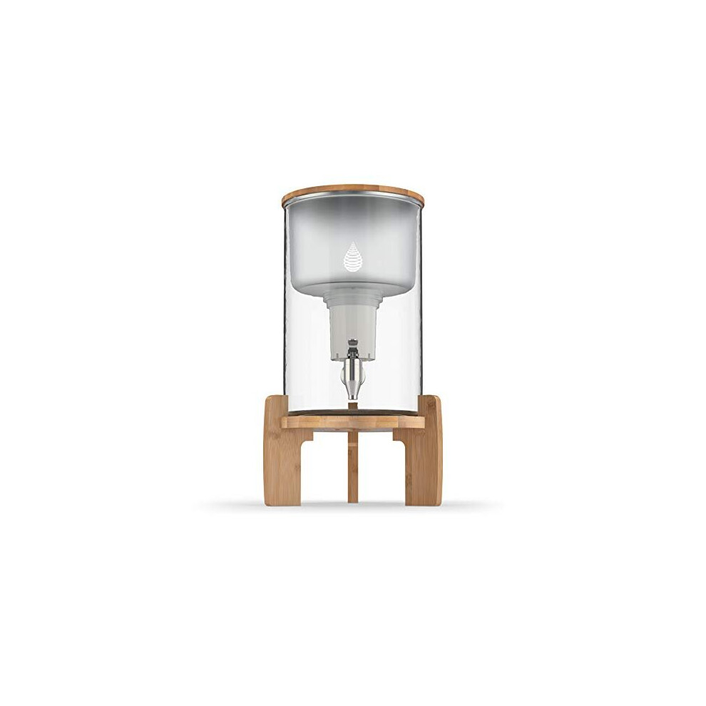 New Invigorated Water Ph Recharge Glass Alkaline Countertop Water Filter Dispenser - 2.25 Gallons Water Jug Dispenser - Removes Fluoride Chlorine & Impurities - Improves