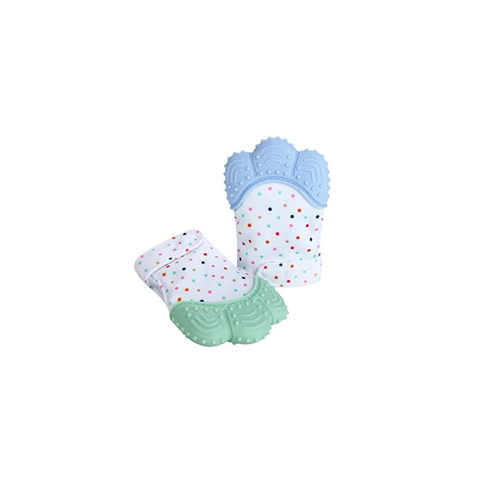 Soothing Teething Mitten 2 Pack, Pain Relief, Protection Glove, Stimulating Teether, 0-12 Months Pandaear
