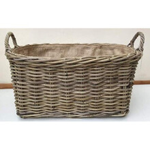 Log Basket/Storage Basket, Excellent Quality, Very Strong Rattan, Removable Hessian Liner (Large)