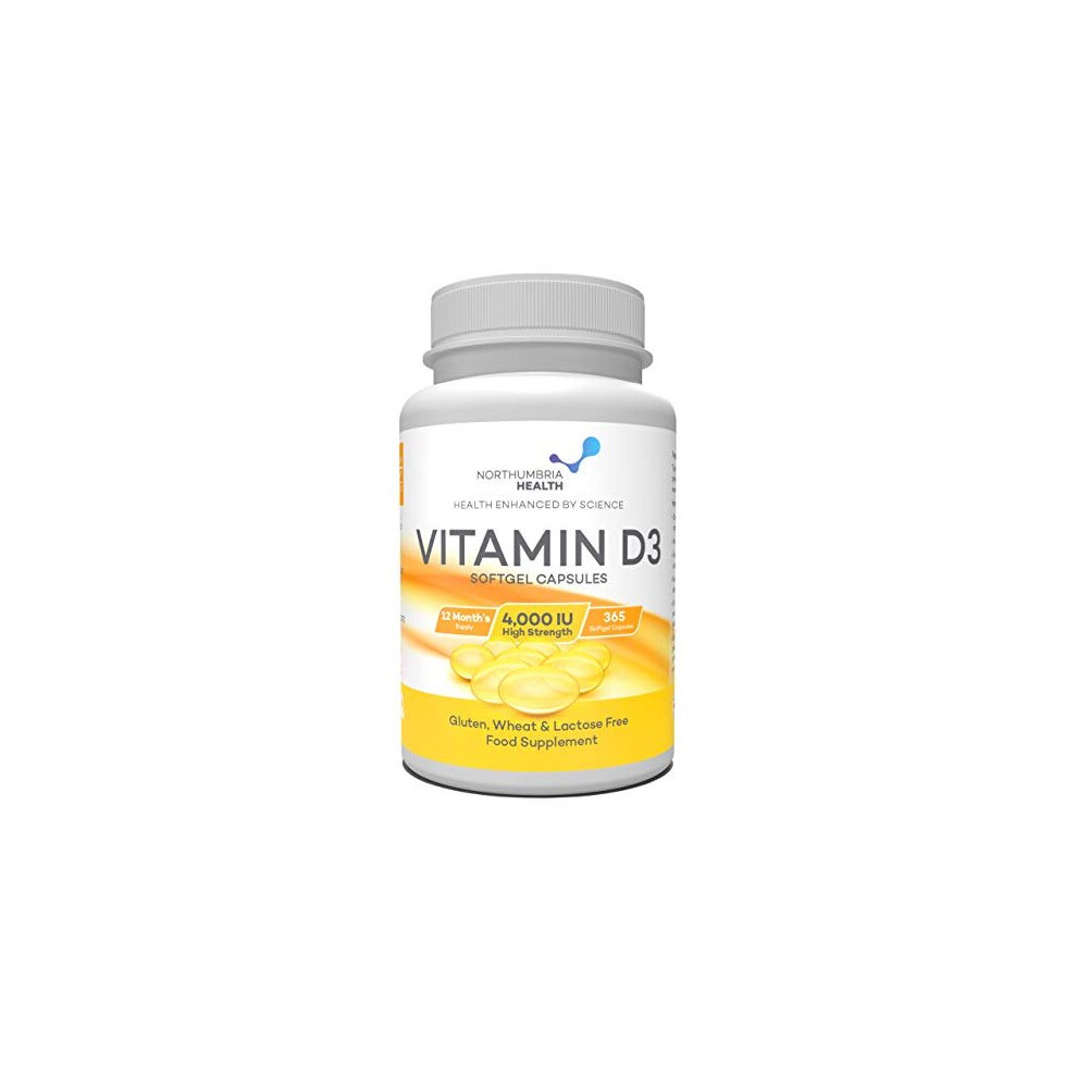 Vitamin D 4000iu - 365 High Strength Easy to Swallow Premium Softgels - 1 Year Supply (1 per Day) - Maximum Strength Vitamin D3 Cholecalciferol