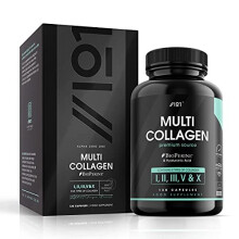 Multi Collagen Protein Capsules - Types I, II, III, V & X - Wild Caught Marine, Grass Fed Bovine, Eggshell & Free-Range Chicken Collagen Powder, Made