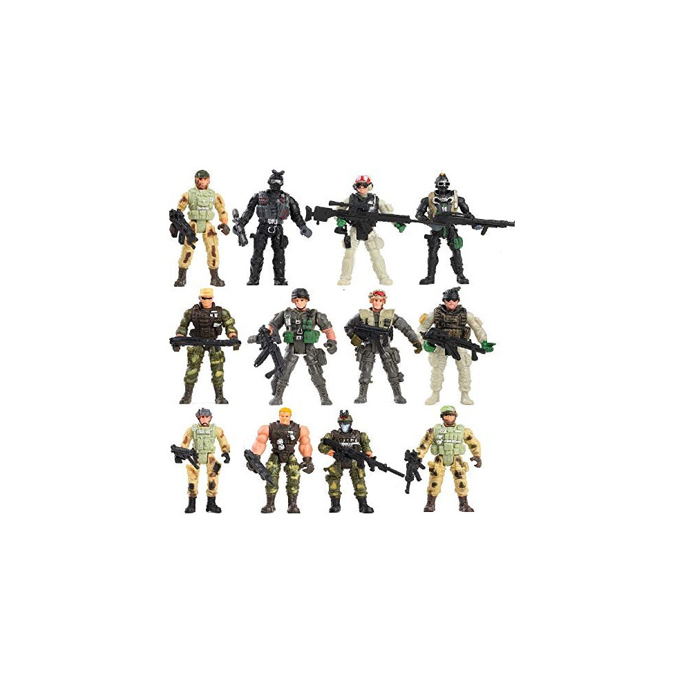 Fycooler Special Forces Army Men Combat SWAT Soldier Action Figures Toy Soldiers with Military Weapons Accessories and Removable Arm Legs Body