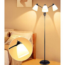 Depuley 3-Light Floor Lamp, Modern LED Standing Floor Lights with E27 Bulbs Base, Adjustable Reading Light for Bedroom, Living Room, Library, Office,