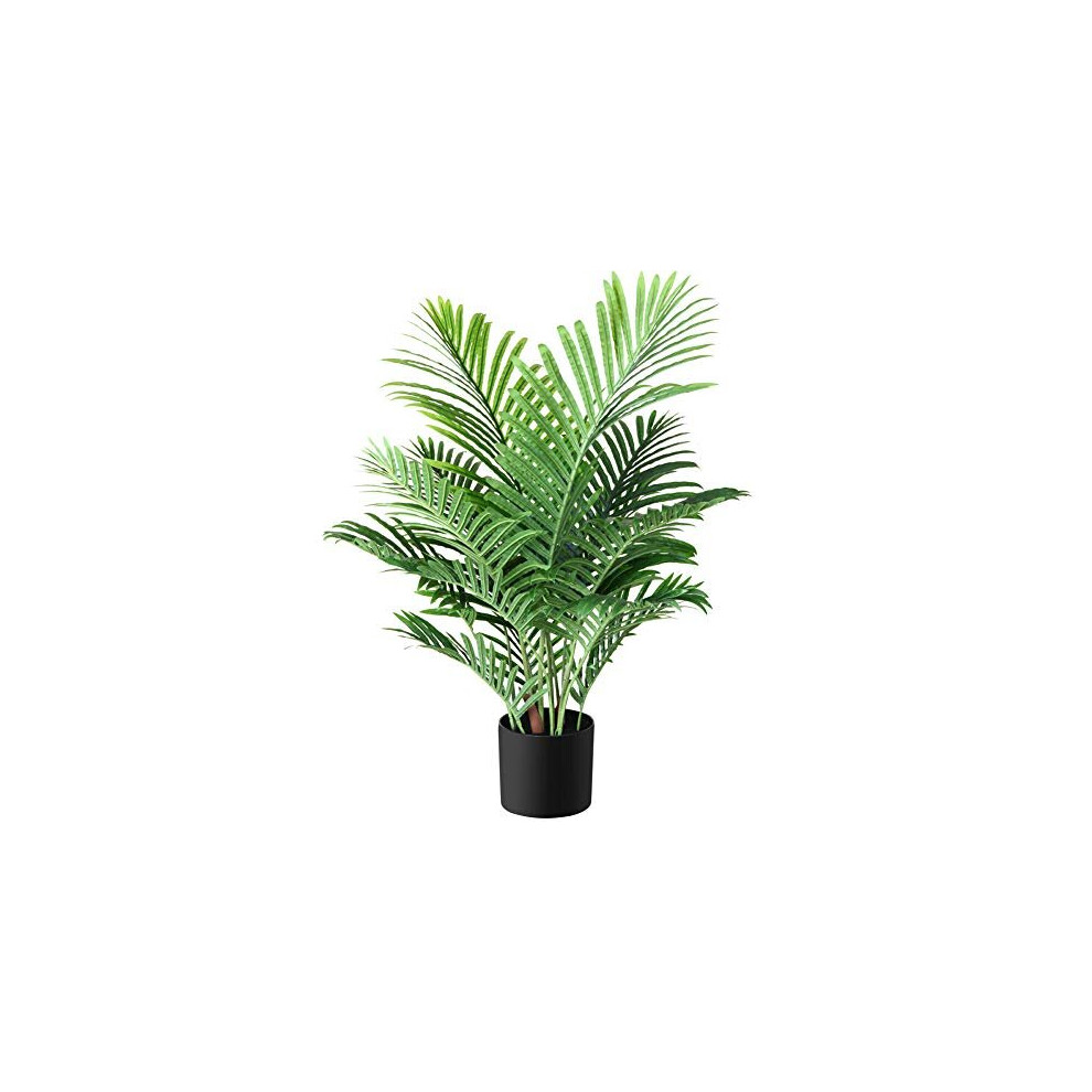 Fopamtri Artificial Plants Indoor Faux Areca Palm 90cm in Plastic Pot Large Fake Tropical Palm Plants with Artificial Foliage for Home House Office