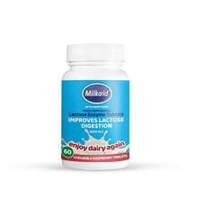 Milkaid Lactase Enzyme Chewable Tablets for Lactose Intolerance Relief | Prevents Gas, Bloating & Diarrhoea | Fast Acting Dairy Digestive Supplement |